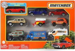 Matchbox Pack de 9 Coches Juguetes, Modelos Surtidos