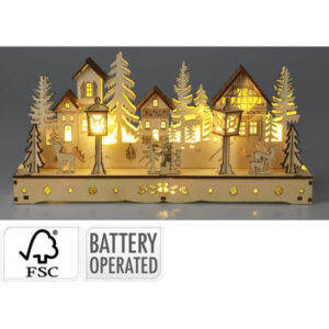 CASA MADERA C/LED 30CM navideña