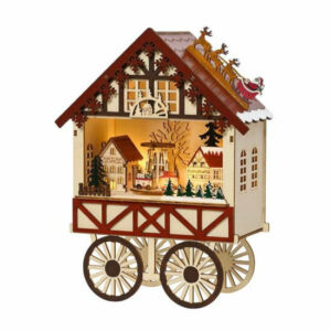 PAISAJE LED NAVIDAD MADERA CARRO LUMINEO