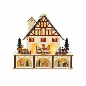 PAISAJE LED NAVIDAD MADERA escena navideña lumineo luz y sonido