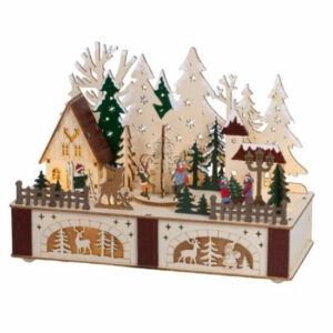 ESCENARIO C/LED INTERIOR 9X78X25CM MADERA NAVIDAD