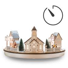 Paisaje de invierno de madera led 20cm