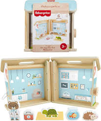 Hospital de mascotas portatil de madera fisher-price